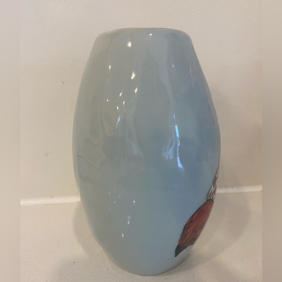 *WEST ELM* Hand Painted, Pale Blue Chicken Vase - Artist ~ Gemma Orkin - Picture 6 of 9